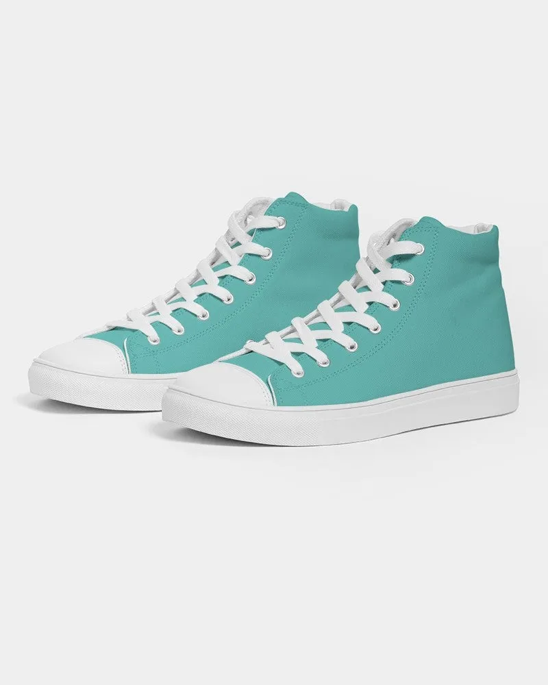 Pastel Blue Cool Green Men's High-top Canvas Sneakers | Men's | Bright Pastel Blue Cool Green | C60M0Y30K0