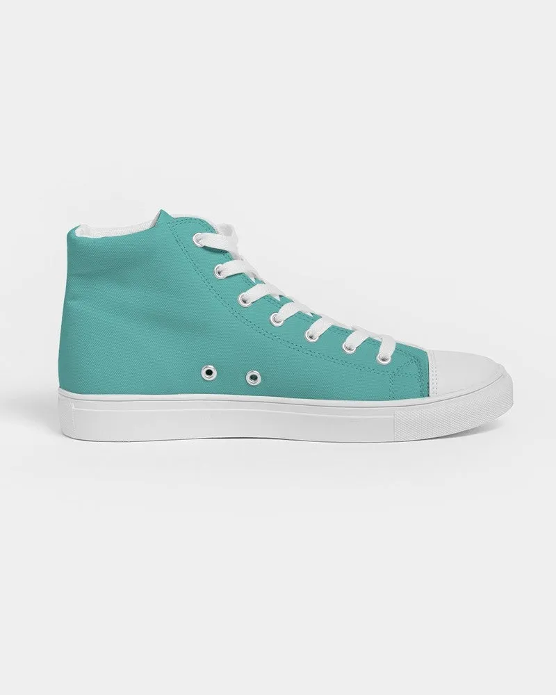 Pastel Blue Cool Green Men's High-top Canvas Sneakers | Men's | Bright Pastel Blue Cool Green | C60M0Y30K0