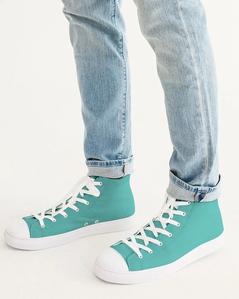 Pastel Blue Cool Green Men's High-top Canvas Sneakers | Men's | Bright Pastel Blue Cool Green | C60M0Y30K0