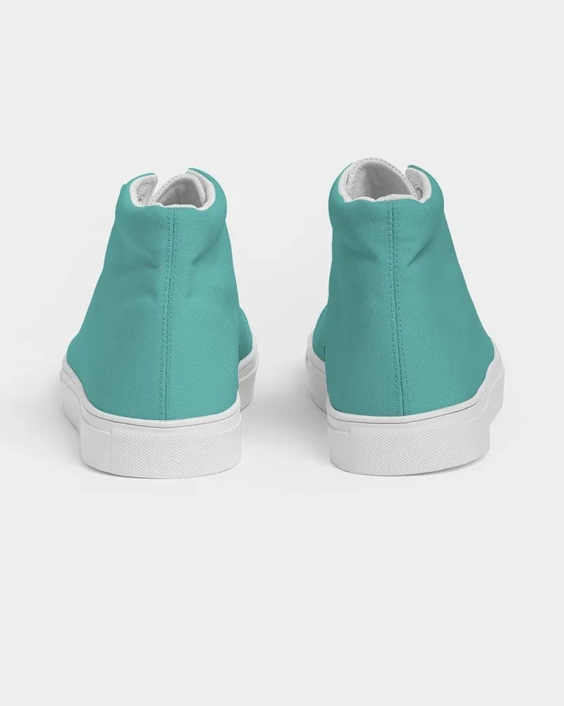 Pastel Blue Cool Green Men's High-top Canvas Sneakers | Men's | Bright Pastel Blue Cool Green | C60M0Y30K0