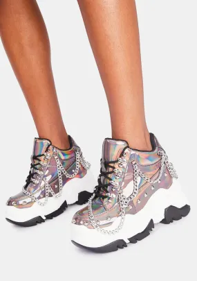 Pewter Space Candy Platform Sneakers