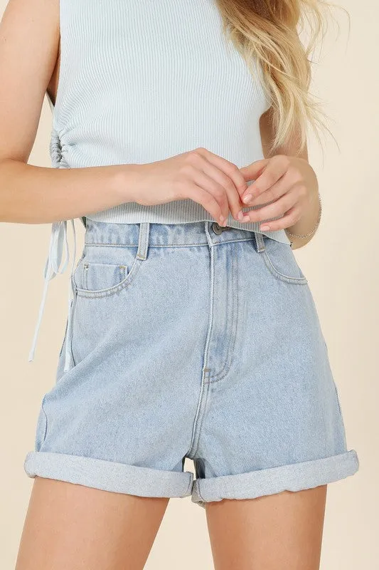 Roll Up denim shorts