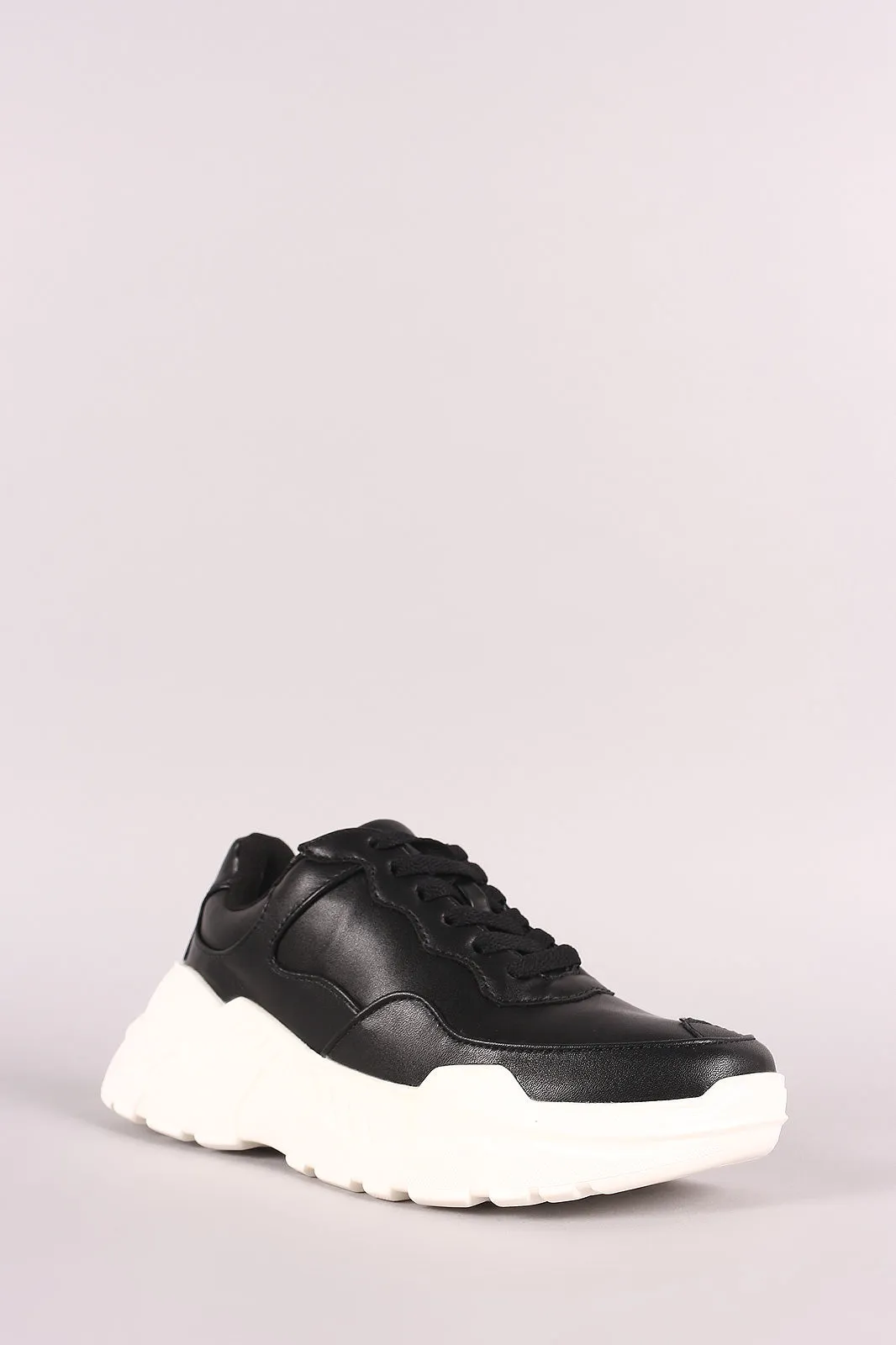 Round Toe Lace-Up Platform Sneaker