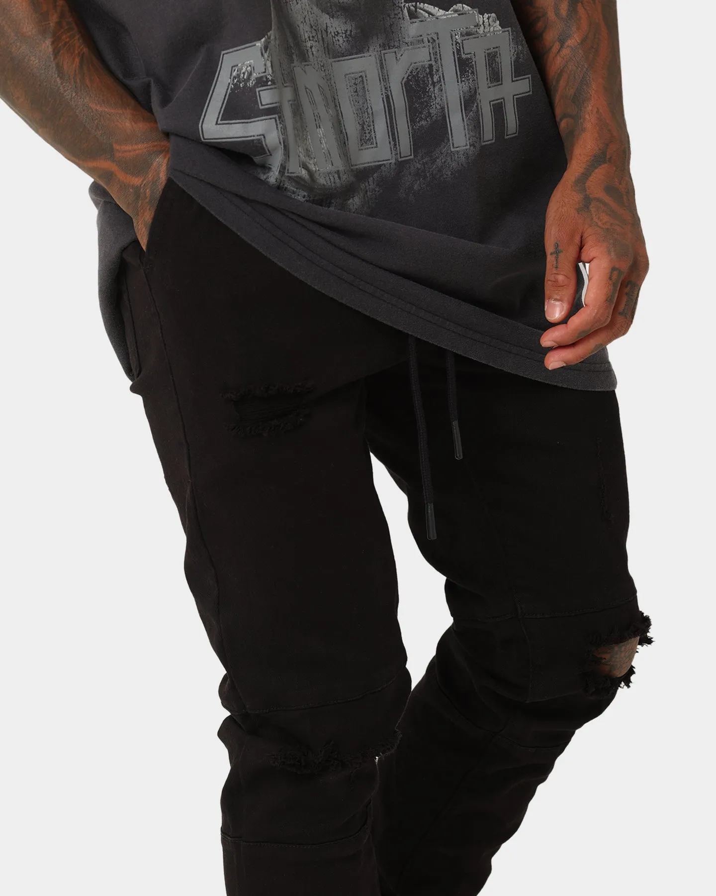 Saint Morta Doomsday Distressed Jogger Black