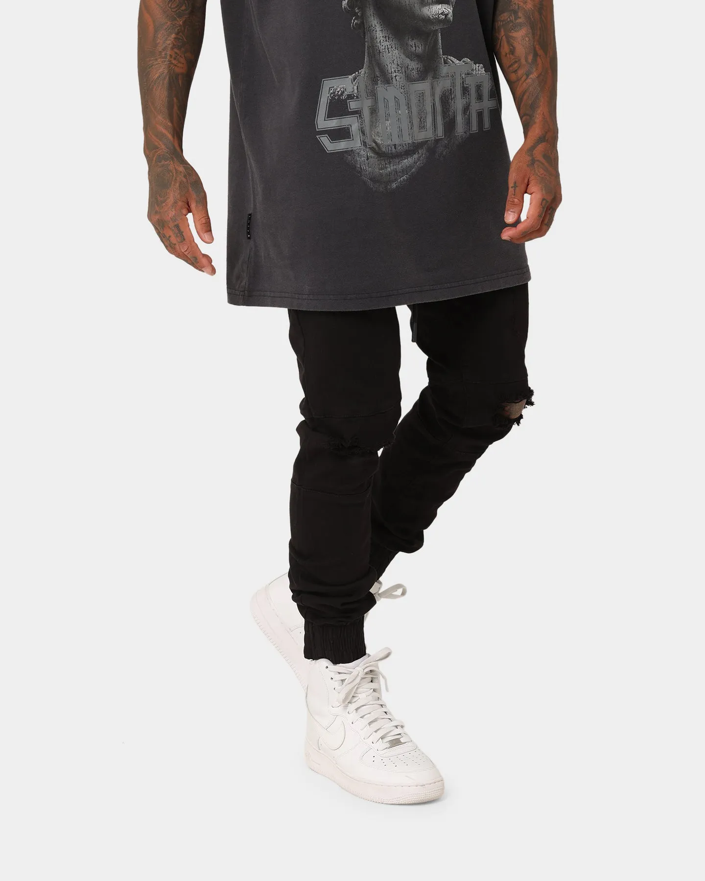 Saint Morta Doomsday Distressed Jogger Black