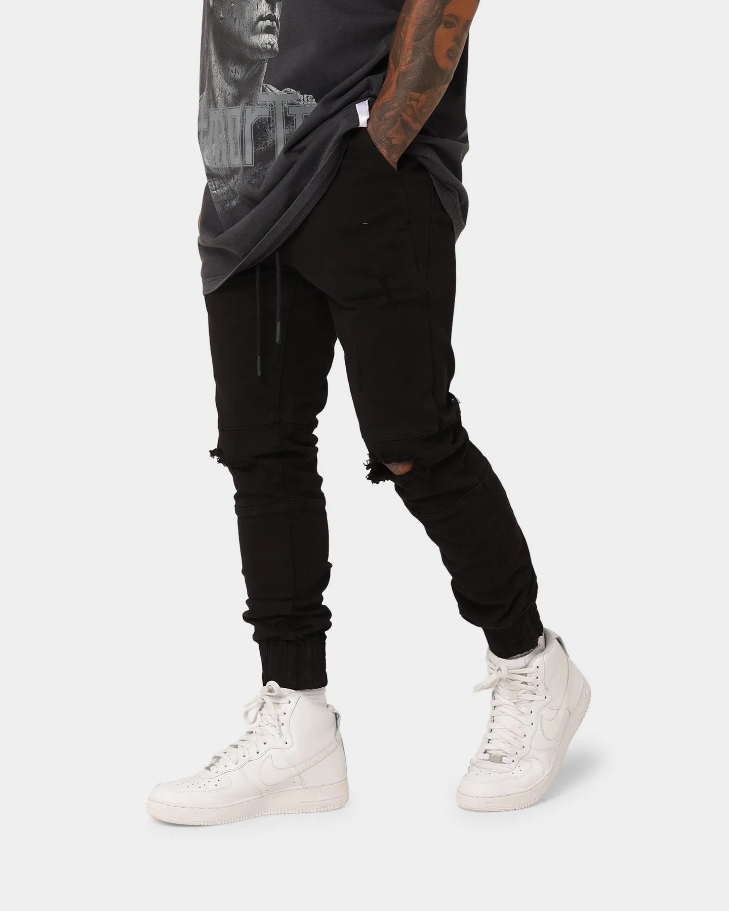 Saint Morta Doomsday Distressed Jogger Black