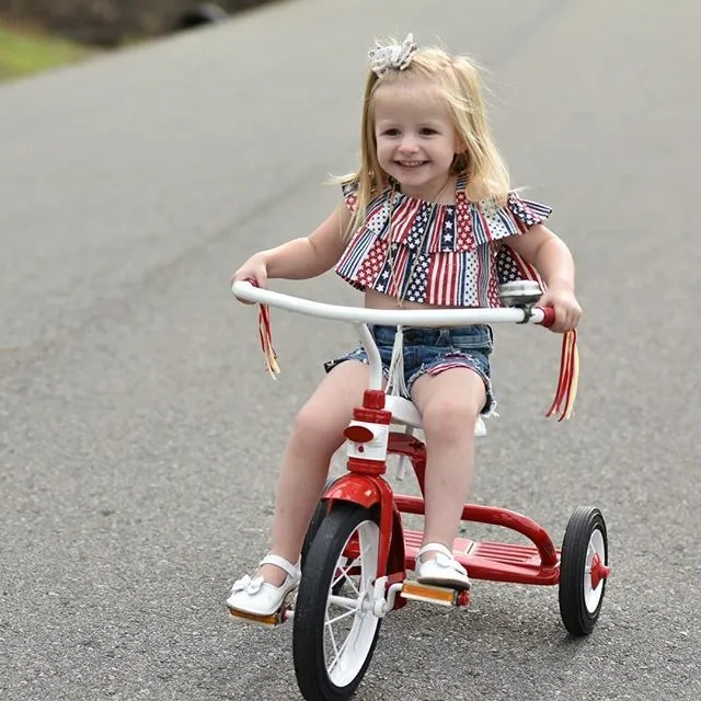 Stars and Stripes Patched Denim Shorts Set