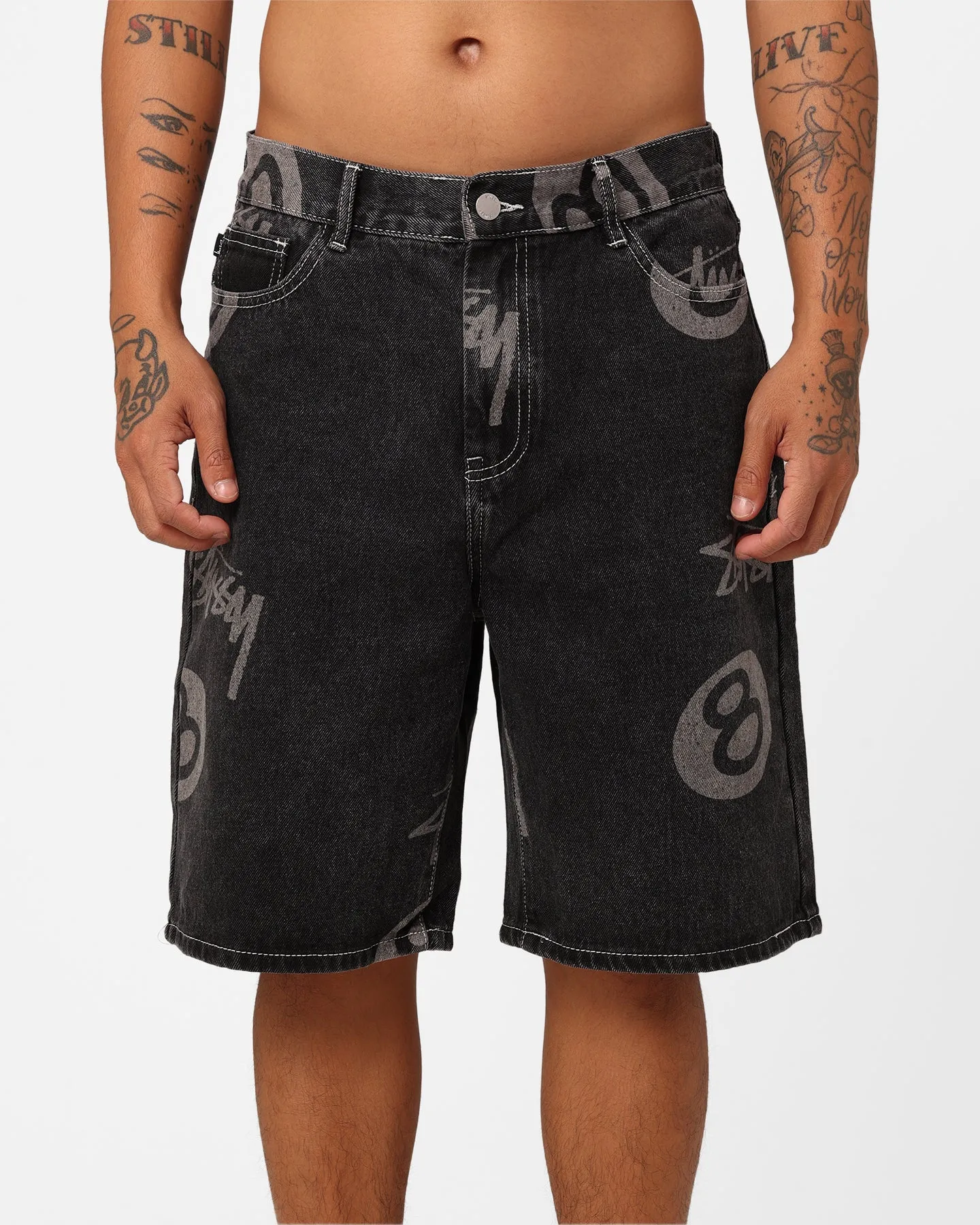 Stussy Stock 8 Ball Shorts Black Denim