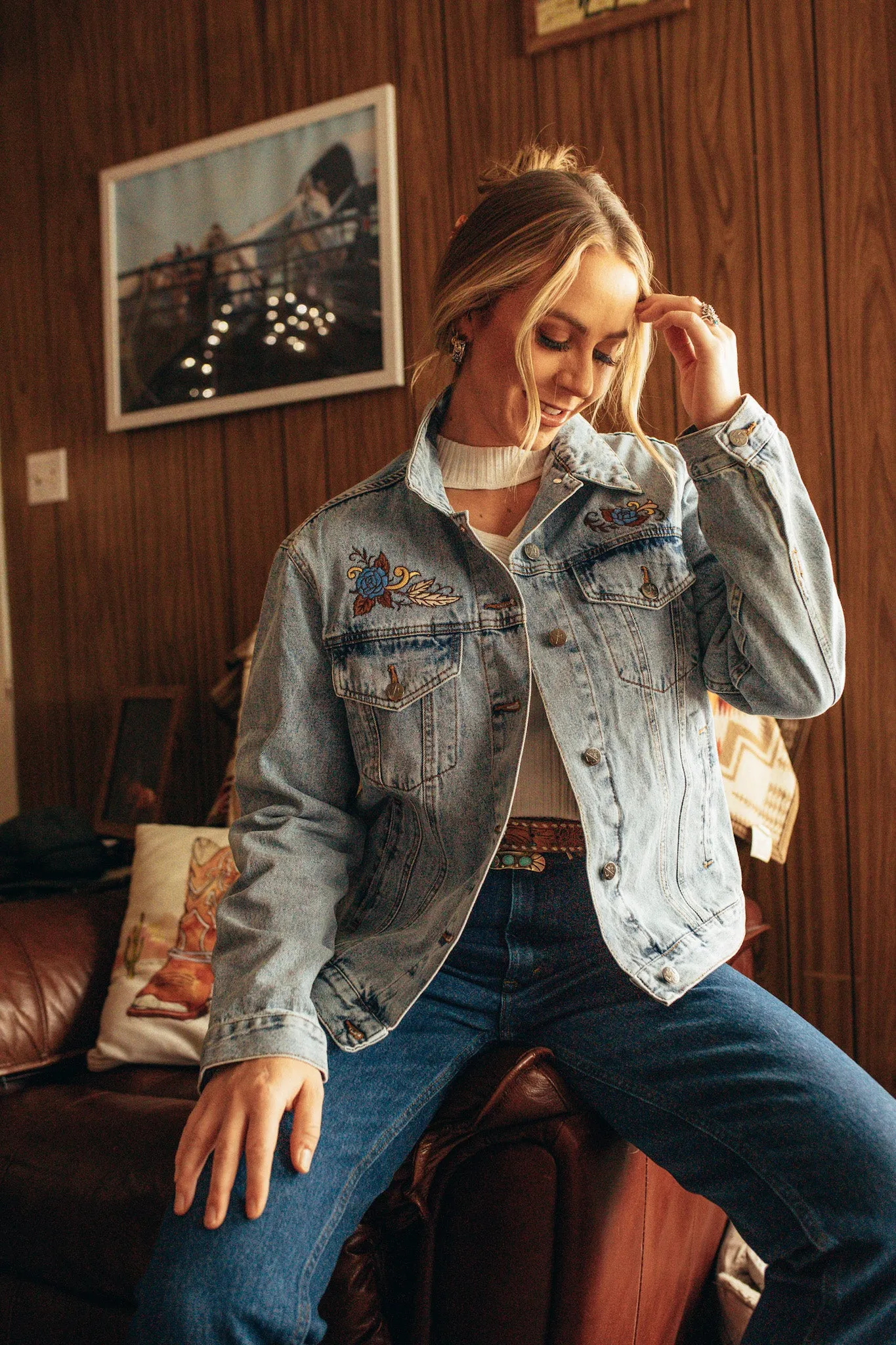 Western Roses Denim Jacket