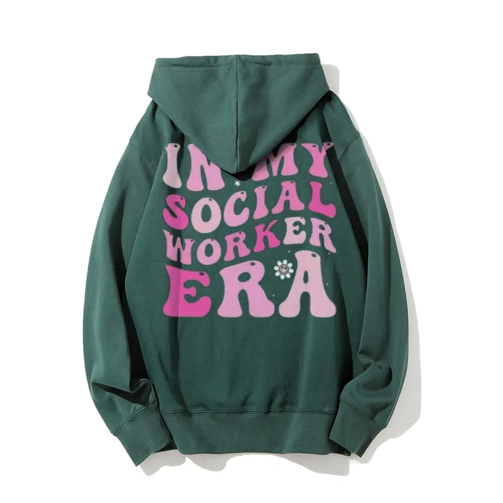 Women IN MY SOCIAL WORKER ERA Letter Graphic Hoodies