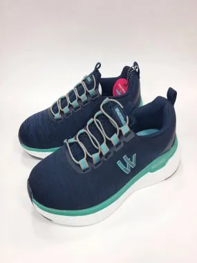 Women's Brand Logo-Print ColorBlock Running Shoes,Navy